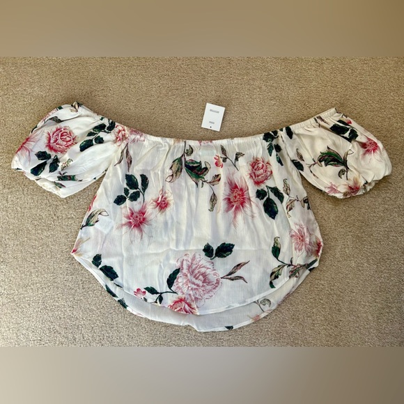 NWT Urban Outfitters Kimchi Blue Pia Floral Off-the-Shoulder Strapless Top - M - Picture 6 of 10